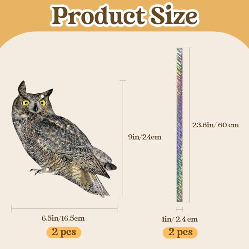2PCS Hanging Flat Garden Owls, Fake Owl to Scare Pigeon - color: Dark Grey 2pcs