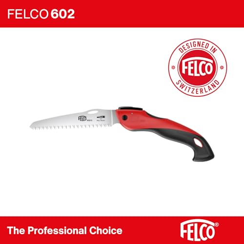 FELCO 602 Folding Pruning Saw – Compact Pull-Stroke Saw for Gardening & Vineyard Use | Tree Branch Cutter | Folding Handsaw with Chrome-Plated 6.3" Blade, Non-Slip Handle, Blade Lock, Swiss Precision