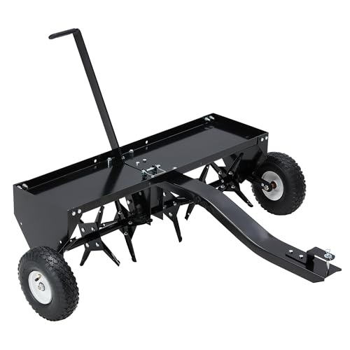 Tow-Behind Plug Aerator, 48-Inch Lawn Aerator for Tractors, 8'' Tires - size: 48''