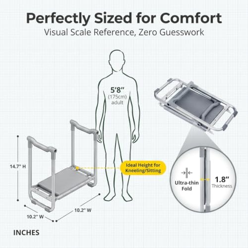 Garden Kneeler and Seat, Wider Thicker Kneeling Pad, Heavy Duty Garden Stool Includes Gardening Tools Pouch and Bag, Convertible Garden Bench Kneeling Chair/Gifts for Parents Women Seniors