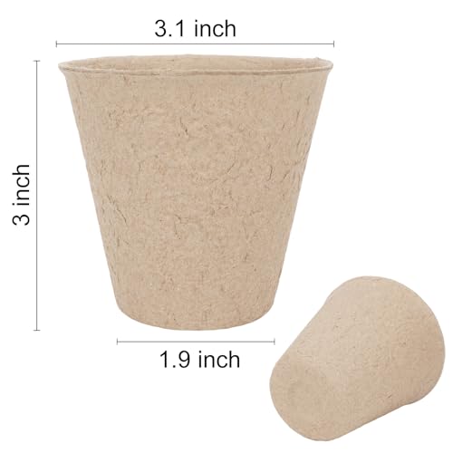 30 Pack Peat Pots, 3.1 Inch Seed Starting Pots, No Drainage Holes