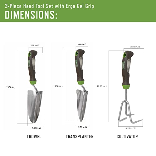 AMES 24450009 3-pc. Ergo Gel Grip Garden Tool Set with Hand Trowel, Transplanter & Cultivator - style: Trowel, Transplanter & Cultivator