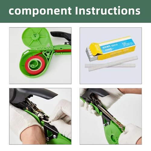 Plant Tying Machine, Lightweight Plant Tying Tape Tool to Tie Up Vine Quickly, Tie Tapener Gun with Tapes and Staples Green - style: Green