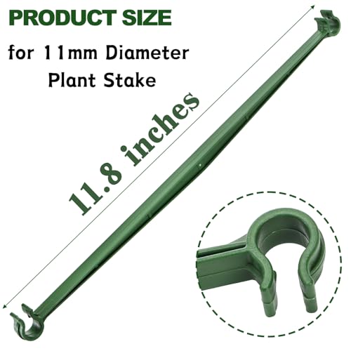 Coloch 100 Pcs Plant Stake Arms for Tomato Cage, 11.8” Expandable Plant Supports Trellis Connector with 2 Buckles for 11mm Diameter Plant Stake, for Climbing Plants, Tomato, Vegetable, Indoor&Outdoor