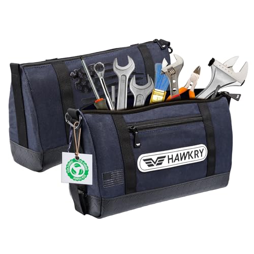 HAWKRY Heavy Duty Canvas Tool Bag – Waterproof Canvas Zipper Pouch, Garden Tool Bag, Construction Bags Heavy Duty, Small Zipper Pouch, Motorcycle Tool, Multipurpose Fishing Bag - color: Blue