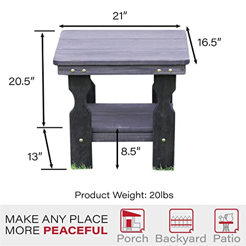 Amish Casual Heavy Duty Outdoor Wood End Table in Semi-Solid Black Stain - Quality Crafted in The USA from Treated Pine by Amish Artisans - color: Semi-solid Black Stain