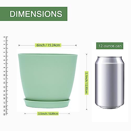 SwinDuck 6inch 12Pack Plant Pots, Plastic Planter for Indoor Outdoor Flowers Plants, Green - color: Green