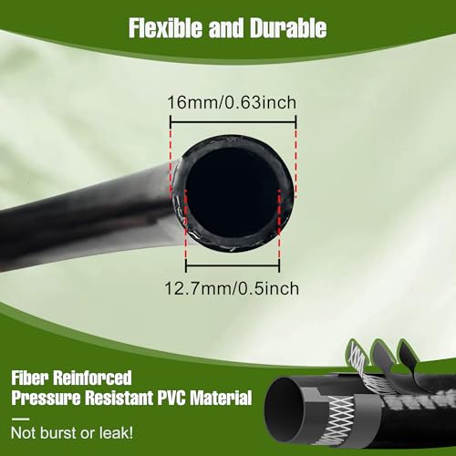 50FT 1/2 Inch Drip Irrigation Tubing with 4 Pack 1/2" to 1/4" Drip Irrigation Fittings, Drip Line Hose & Push-to-Fit 6 Way Splitter Connectors,for Drip Irrigation Parts, Drip Irrigation System - color: 50FT, size: 1/2" Tubing
