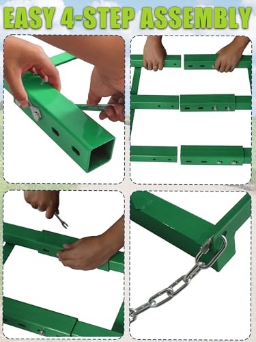 8ft Heavy Duty Drag Harrow for ATV, UTV, Tractor - Adjustable Tow Behind Leveling Rake with Weight Tray for Driveway Grader, Lawn, Field, Pasture, Food Plot Maintenance, Green(96 inch) - size: 8 ft