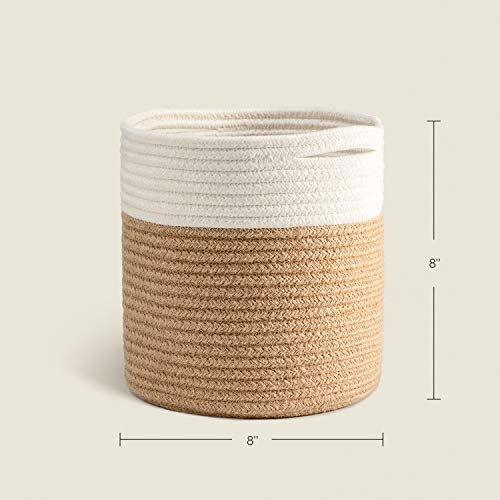 TIMEYARD Rope Plant Basket, Planter for Indoor Plants, Jute Mixed White - color: Jute Mixed White, size: 8" x 8"