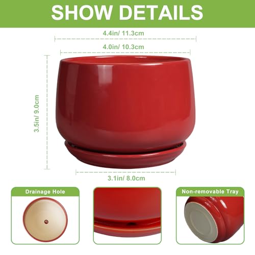 G EPGardening Ceramic Pots for Plants, 4 Inch Succulent Pots, Red - color: Red, size: 4 Inch