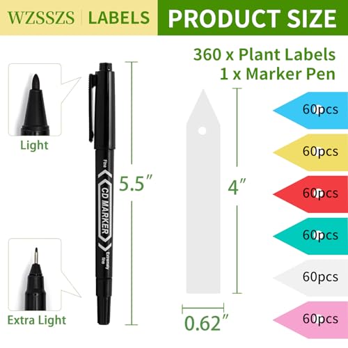 360 Plant Labels with Marker, 4 Inch Plastic Garden Plant Tags - color: Multicolored