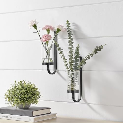 2 Piece Iron Glass Vase, Bottle Flower Vase, Hanging Metal Plant Stand, Metal Iron, Creative Wall Hanging - size: Style 002