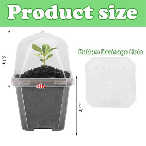 10 Pcs 4" Clear Plant Nursery Pot with Humidity Dome, Plastic Gardening Pot - color: 10pcs-white, size: 4 Inch