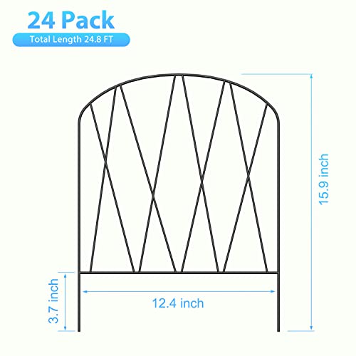 24 Packs Decorative Garden Fence 24.8ft (L) x 15.9in (H) Garden Fencing Panels Small Rustproof Animal Barrier Fence Border for Yard Patio Flower Beds Landscape Outdoor - size: 24.8 ft (L) x 15.9 in (H)