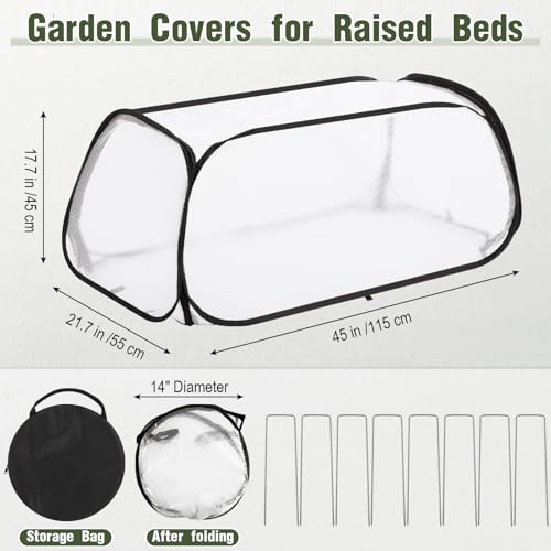 4 Pack 4 Pack 45 x 22 x 18 in Garden Covers for Raised Beds with Stakes