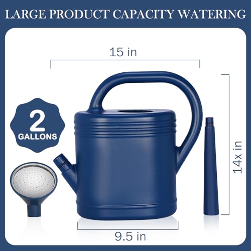 2 Gallon Watering Can for Indoor Plants, Garden Watering Cans for Outdoor Plant House Flower, Modern Plant Watering Can Large Long Spout with Sprinkler Head - color: Blue, size: 2 Gallon
