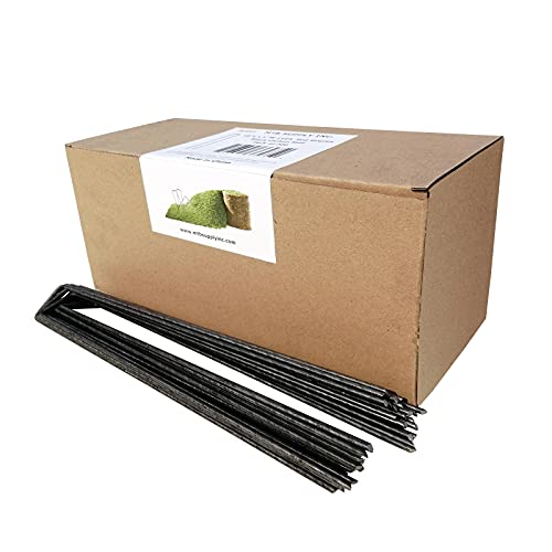 200 Pack 10x1 inch 11GA(0.12inch) Landscape Staples Garden Stakes Fence Netting Pins Ground Spikes Sod Cover Fabric Pegs Steel Uncoated - size: 10"x1" 11GA Black 200Pack