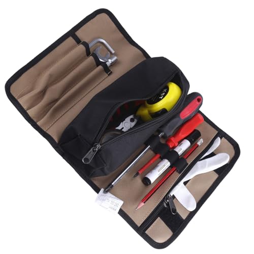 Small Tool Roll Bag, Portable Foldable Garden Tool Bag Roll Up Tool Organizer Pouch for Bicycles Motorcycles 600D Oxford Fabric Tool Roll for Wrenches Screwdrivers Pliers