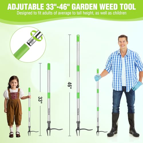 WORKPRO Weed Puller Tool with Long Adjustable Handle (33", 46")