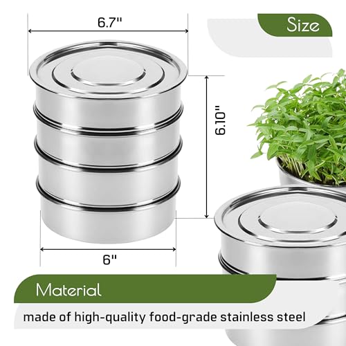Stainless Steel 4-Tier Seed Sprouting Kit, 6'' Diameter, Indoor Gardening Planter for Microgreens Broccoli Sprouts Growing - size: 4-Tier, 6.1"