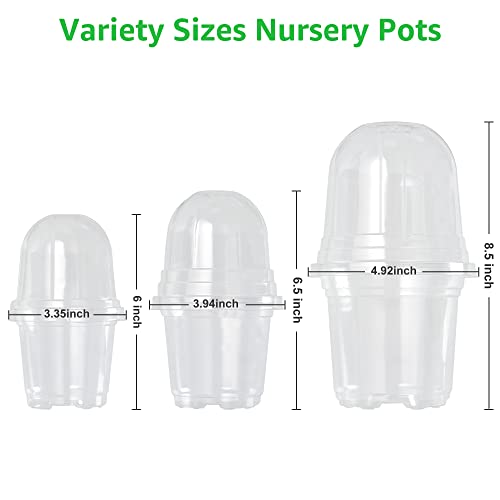 Bonviee Clear Nursery Pots with Humidity Domes, 3.5/4/5 Inch, 36-Pack - size: 3.5/4/5 Inch-36 Packs