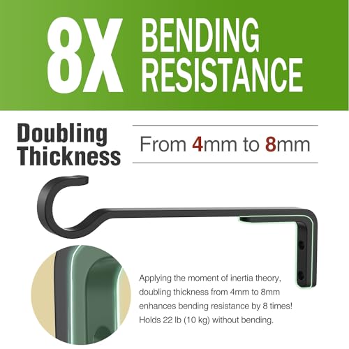 8 Inch Plant Hooks for Wall,Plant Hangers Outdoor/Indoor,Hold 35lb, 2 Pack - color: Black, size: 8 Inches