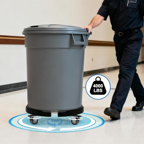 W B D WEIBIDA Trash Can Dolly Wheels Adjustable 15-19 Inch Round Roller with 4 Wheels Drum Cart Heavy Duty 440lbs Keg Truck Large Barrel Dollies Multi Functional Rolling Stand Plant Caddy - color: Black