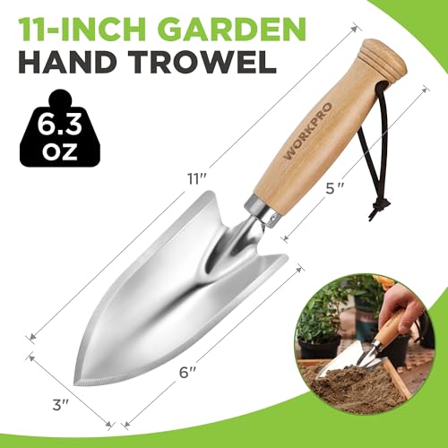 WORKPRO 11" Garden Hand Trowel, Heavy Duty Polished Stainless Steel