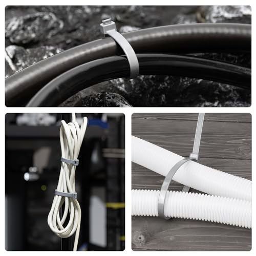 Armpow 18 inch Silver Zip Ties Heavy Duty 100 PACK, 200 LBS Ultra Exclusive Strong Plastic Wire Ties, Large Cable Ties Extra Long Tie Wraps, Indoor and Outdoor UV Resistant - color: Silver