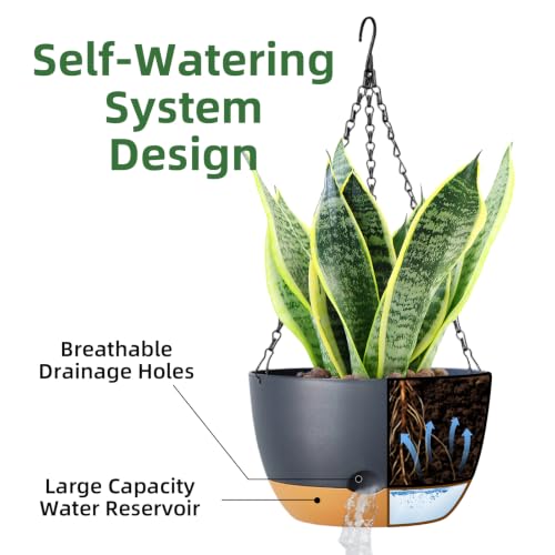 Hanging Planters, 3 Pack, Self-Watering, 10 Inch, Multicolor - color: Multicolor, size: 10 Inch