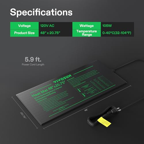 VIVOSUN 48" x 20.75" Durable Waterproof Seedling Heat Mat - size: 48"x20.75"