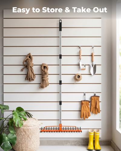 63'' Bow Rake for Soil Leveling, 17 Tines Heavy-Duty Garden Rakes - size: 63IN
