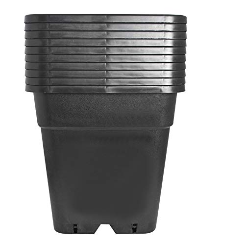 Plant Pots Flower Pot 10-Pack 5 Gallon Planter Nursery Pot Garden Seedling Planters Containers Plastic Injection Molded Pots with Drainage Holes for Outdoor Indoor Plants Vegetables, Black - color: Black, size: 5 Gallon - Square