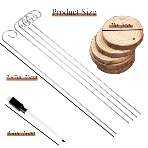 20Pcs Wooden Plant Labels with Marker Pen - Natural Wood Garden Markers, Plant Sign Tags for Flowers, Herbs, Potted Plants - Includes Stainless Steel Stakes & Waterproof Pen