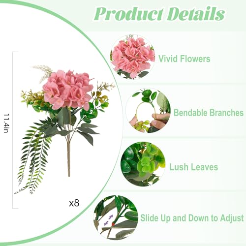Ammyoo Artificial Hydrangea Flowers with Eucalyptus for Outdoor Decorations - color: Champagne