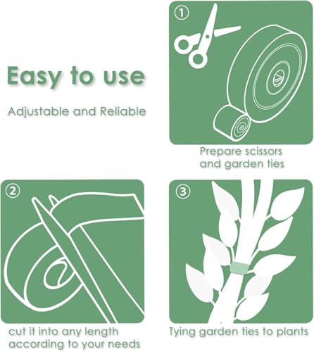 Plant Ties,Garden Tape for Plant,Reusable Adjustable Thicker Support for Growing Flowers,Tomato,Vines,Tree,Strong Grip,Tomato Vines Indoor Outdoor,65.6 ft x 0.47 Inch,1 roll