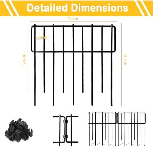Blingluck Animal Barrier Fence, 30 Pcs Upgrade 1.26 in Gap Decorative Fences No Dig Fence for Rabbits and Dog Ground Defense, Rustproof Metal Wire Garden Edging Border for Outdoor, Yard - color: Black, size: 30 Panel, 32.3Ft