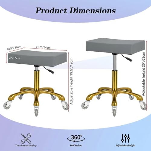 Antlu Rolling Stool Heavy Duty with Wheels Heavy Duty 450lbs, Grey - color: Grey
