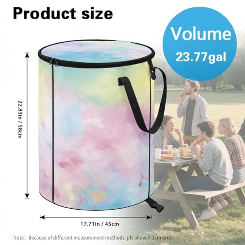 BIGCARJOB Dazzle Print Trash Can Lightweight Folding Big Trash Can with Lid Storage Bag Portable Pop Up Trash Cans for Parties, 22.83x17.71 in - color: Dazzle Print