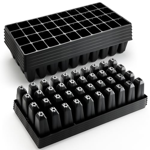 RooTrimmer 10 Pack 40 Cell Seed Starter Trays - Extra Deep 3.9" Plastic Nursery Trays, 20" x 10",Fits Standard 1020 Flats, for Planting Seedlings, Propagation, Seed Germination and 1020 Flats Inserts - color: Black, size: 40 Cells-10P