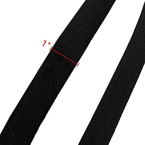 Natural Cotton Twill Tape 50 Yards 1 Inch Bunting Bias Tape Herringbone Webbing Tape Roll for Apron Sewing Dressmaking Craft (Black) - color: Black, size: 1inch