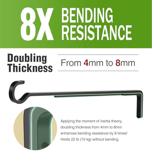 15 Inch Plant Hooks for Wall,Plant Hangers Outdoor/Indoor,Hold 35lb, 2 Pack - color: Black, size: 15 Inches
