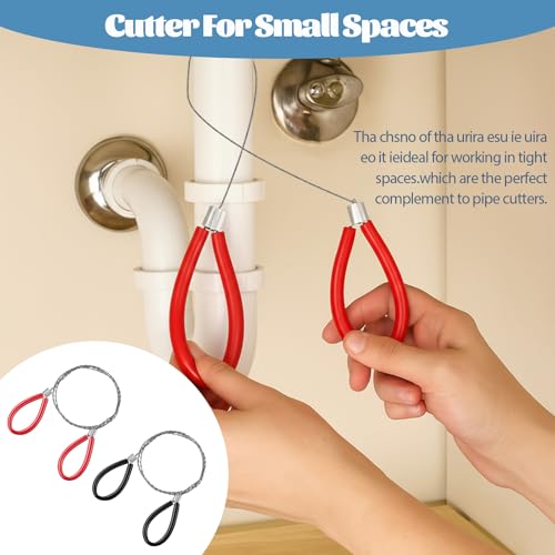 Stainless Steel Cable Saw, 2 PCS Mini Camping Saws Hand Pocket String Emergency Survival Rope Cutting Tools PVC Cable Saws or Wood Camping Hiking Hunting, Red, Black, 27.56 Inch