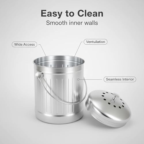 1.3 Gal Kitchen Countertop Compost Bin Countertop Composter