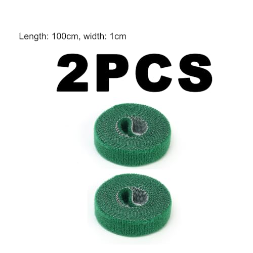 Green Nylon Plant Ties Reusable Cable Hook Loop Organizer Strap Support Double Side Fastener Tape Home Garden Accessories (2roll,1m*1cm) - color: 2roll,1m*1cm