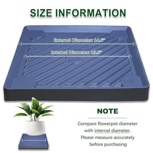 14.5Inch Square Plant Caddy with Hidden Wheels for Large Pots - color: Gray-2 Pack