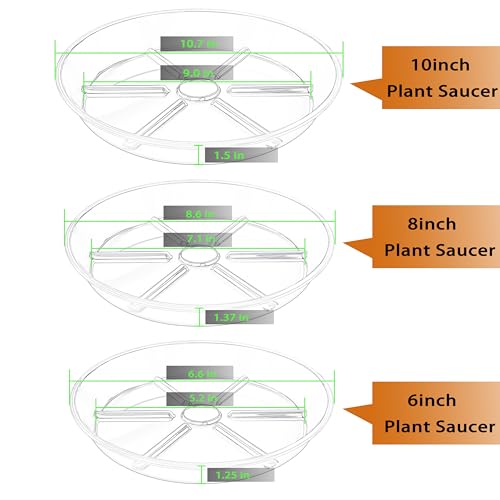 10 Packs Plant Saucer, 6 8 10 inch Clear Plant Saucers, Durable Round Plastic Flower Plant Water Drip Tray for Pots Planter, Heavy Duty Plant Dish Pant Plate to Catch Water for Indoor & Outdoor - color: Clear, size: 6"+8"+10"