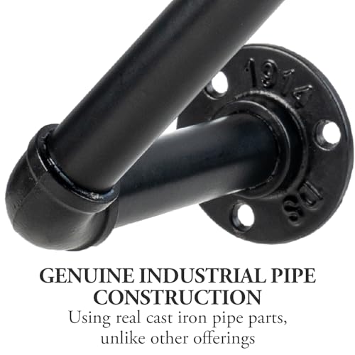 MyGift Black Metal Pipe Garden Hose Holder, Wall Mounted Hose Rack - color: Black