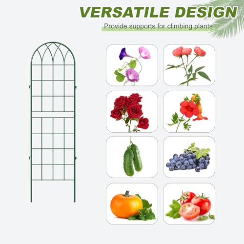 DoCred 4 Pack Garden Trellis for Climbing Plants, 59 Inch Metal Trellis - color: Green, size: 59''H x 16''W/4 Pack